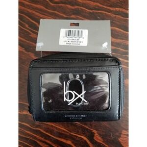 BX Genuine Leather Expandable Card Case Wallet Black RFID‎ New w/ Tags